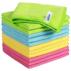 Mr. Siga Soft Microfiber Cleaning Cloths 12 pk 12.6" sq Green Blue Yellow Pink